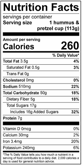 hummus snacks nutrition facts